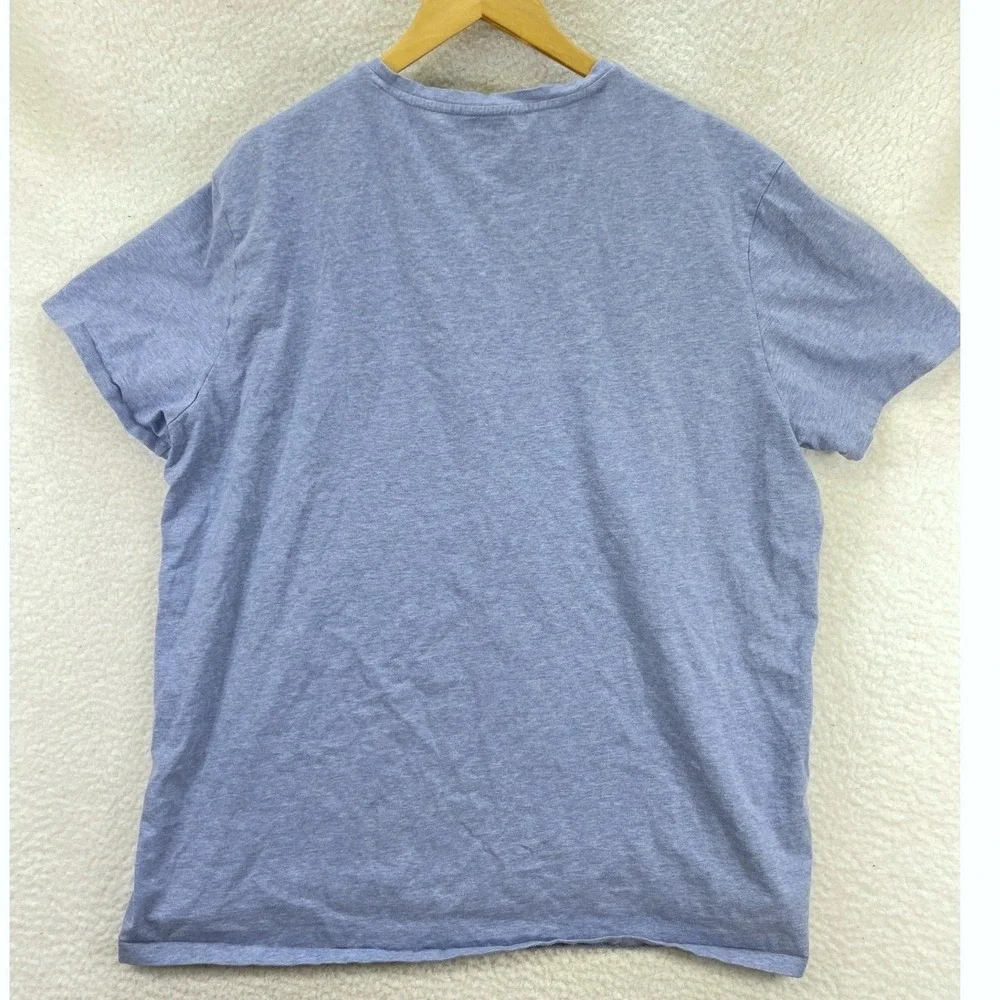 Polo Ralph Lauren V Neck T Shirt Mens XL Light Blue Stretch Cotton Preppy